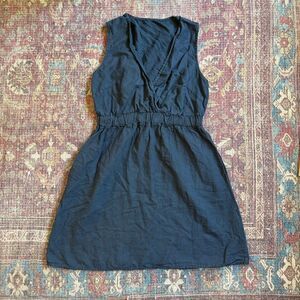 Women’s Large Made in Italy Linen Cotton blend Navy Sleeveless Dress